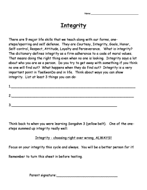 TaeKwonDo Integrity Form