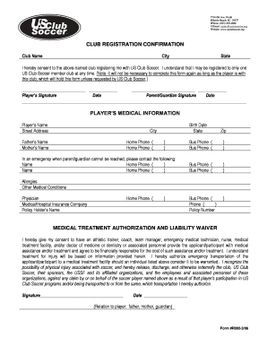US Club Soccer Registration and Medical Waiver