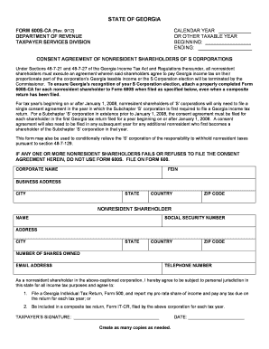Georgia Form 600S-CA