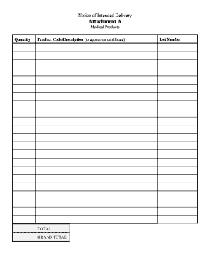 Notice of Intended Delivery for Medical Products