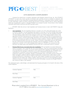 Auto Liquidation Acknowledgment
