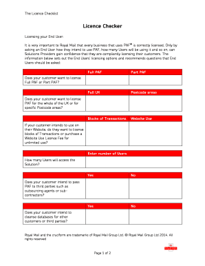 Royal Mail PAF Licence Checklist