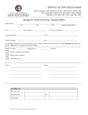 Student Transcript Request Form