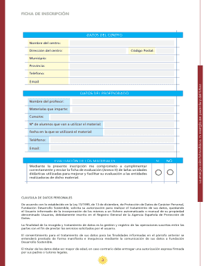 Ficha de inscripción