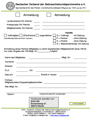 Anmeldung zum DVG-Mitgliedschaft