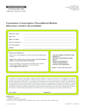 Formulaire d’inscription PhoneWorld Mobile