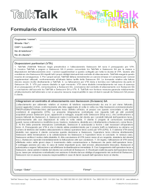 Formulario d’iscrizione VTA