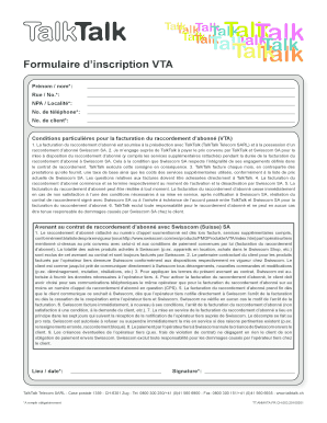 Formulaire d’inscription VTA