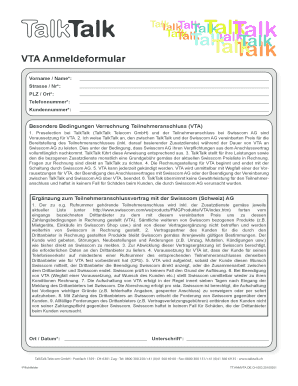 VTA Anmeldeformular
