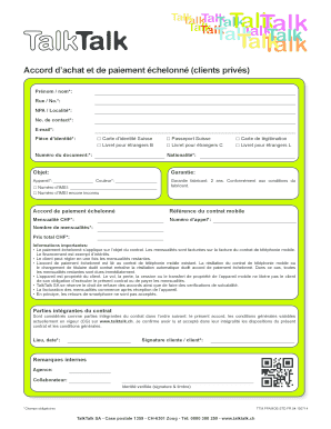 Accord d’achat et de paiement échelonné