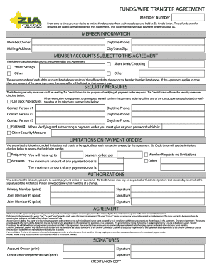 Funds Wire Transfer Agreement