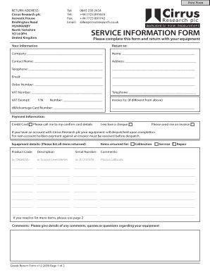 Service Information Form