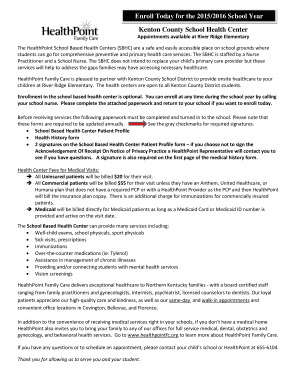 School Based Health Center Enrollment Form