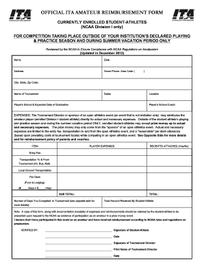 NCAA Amateur Reimbursement Form