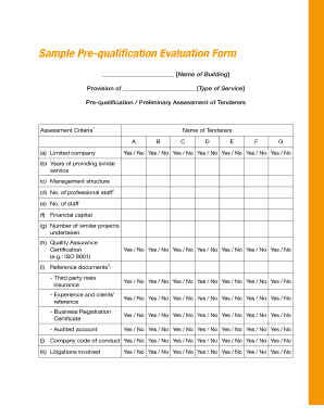 Pre-Qualification Evaluation Form