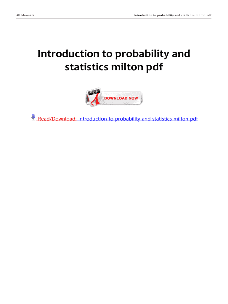 introduction to probability and statistics milton pdf download
