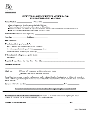 Non-Prescription Medication Authorization Form