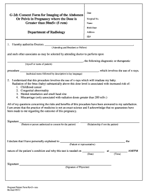 Consent Form for Imaging of the Abdomen or Pelvis in Pregnancy