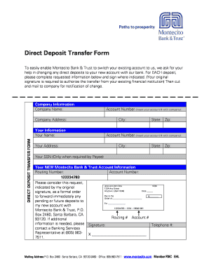 Direct Deposit Transfer Form
