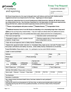 Girl Scout Troop Trip Request Form