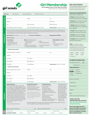 Girl Scout Membership Registration Form