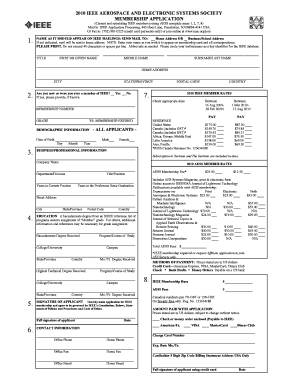 IEEE Aerospace and Electronic Systems Society Membership Application
