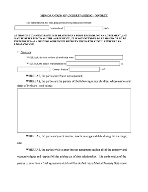 Memorandum of Understanding Divorce Agreement