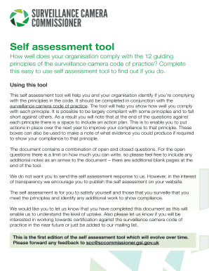 Surveillance Camera Code of Practice Self Assessment Tool
