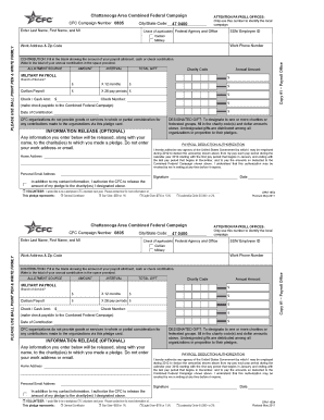 Chattanooga Area Combined Federal Campaign Pledge Form