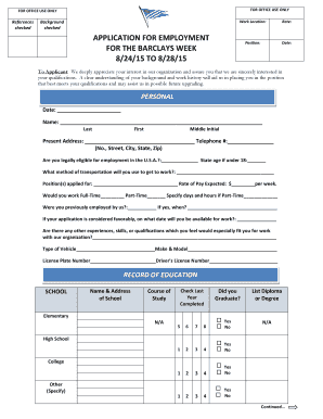Application for Employment