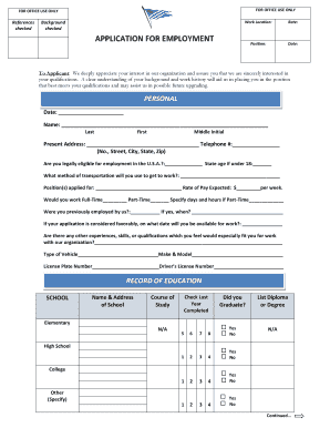 Application for Employment