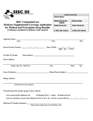 Medicare Supplemental Coverage Application