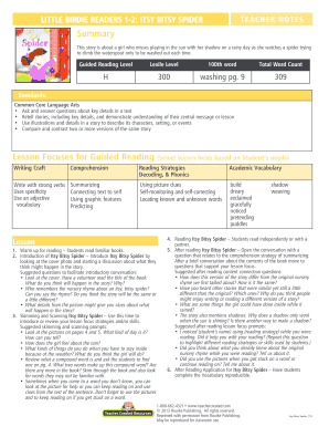 Itsy Bitsy Spider Teacher Notes