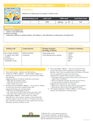 Plus 2 Minus 2 Teacher Notes