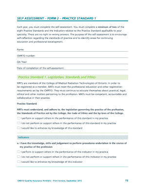CMRTO Self-Assessment Form