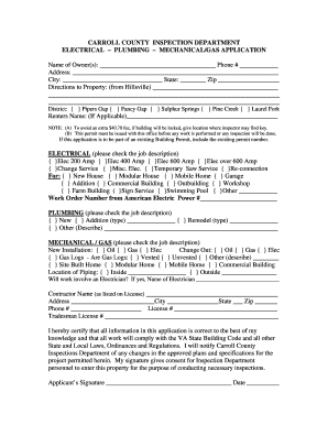 Carroll County Inspection Department Application