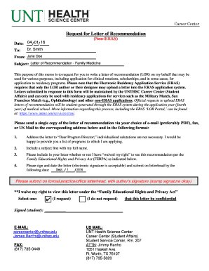 Request for Letter of Recommendation