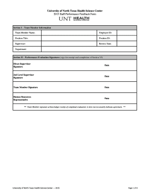 2015 Staff Performance Feedback Form