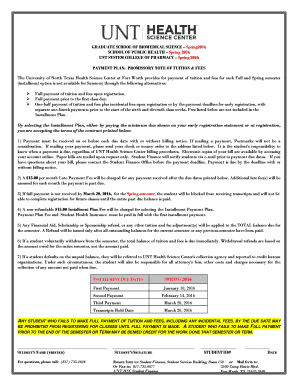 UNT Health Science Center Tuition Payment Plan