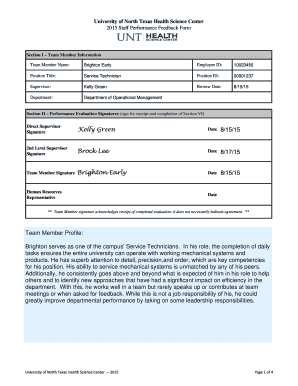 2015 Staff Performance Feedback Form