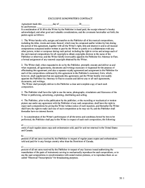 Exclusive Songwriter's Contract