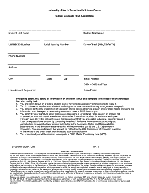Federal Graduate PLUS Loan Application