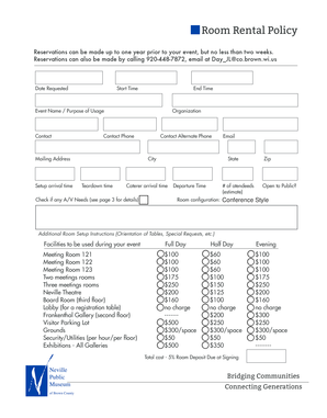 Room Rental Policy - Neville Public Museum - nevillepublicmuseum