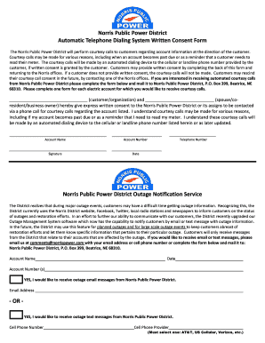 Norris Public Power District Automatic Dialing Consent Form
