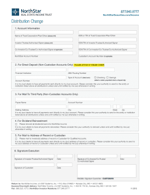 NorthStar Income Distribution Change Form
