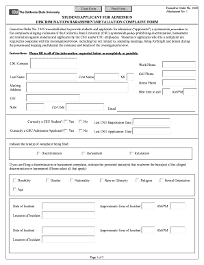 California Discrimination Complaint Form