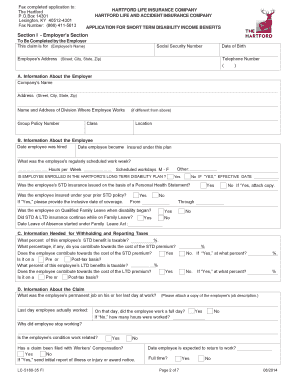 Short Term Disability Income Benefits Application