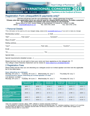 Royal College of Psychiatrists Registration Form