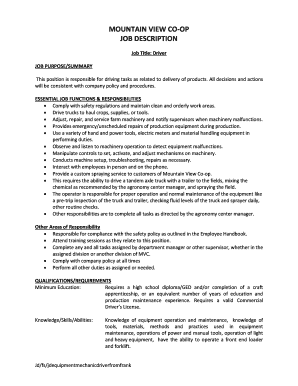 Driver Job Description