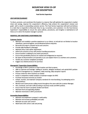Food Service Supervisor Job Description